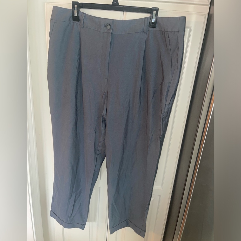 Loft Outlet Gray Skinny Ankle Pants Pleated Cuff Womens Sz 16 Gray